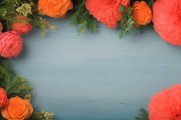 Foto gratuita fiori d'arancio su sfondo blu