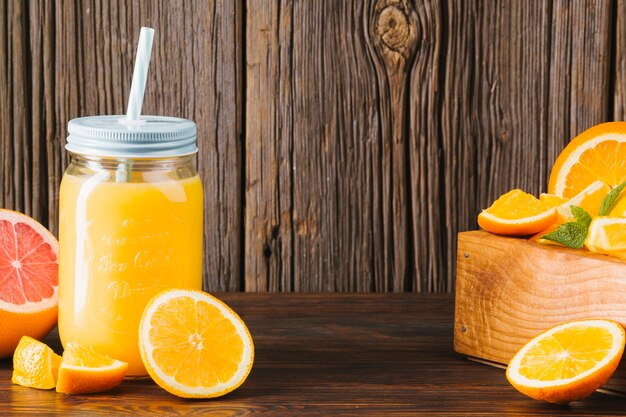 Orange fresh on wooden  background