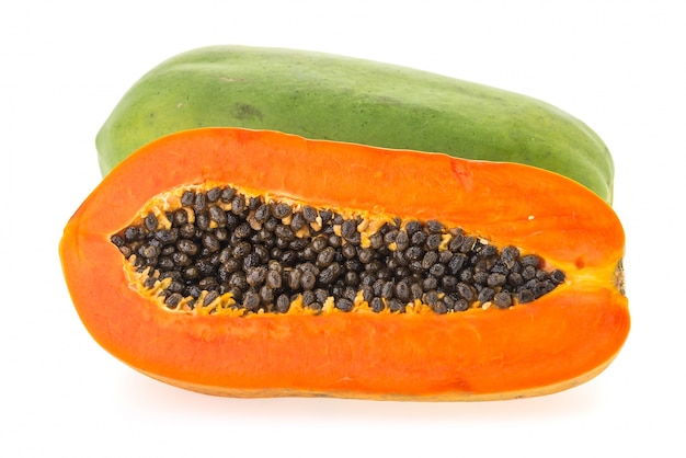 orange fruit papaya white background