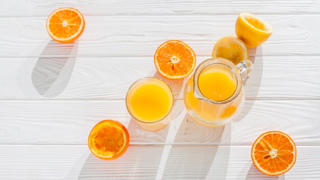 Orange juice with squeezed fruit