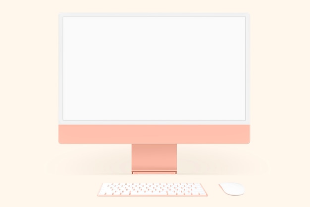 Orange pastel computer desktop screen digital device with design space