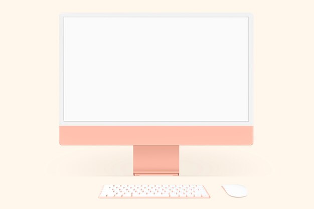 Orange pastel computer desktop screen digital device with design space