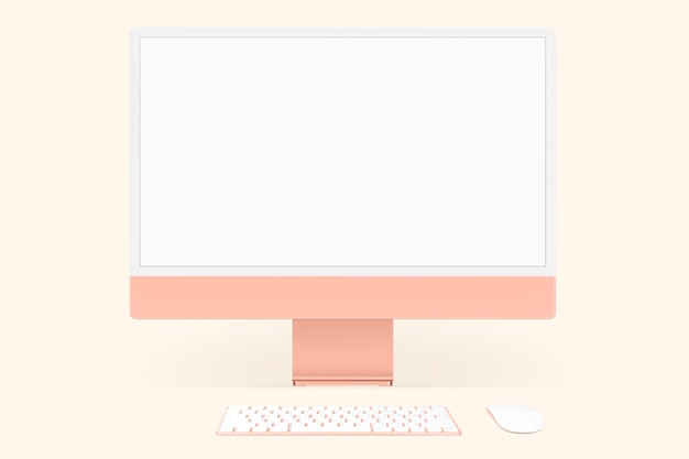 Оранжевый пастельный компьютерный экран рабочего стола цифровое устройство с пространством для дизайна
