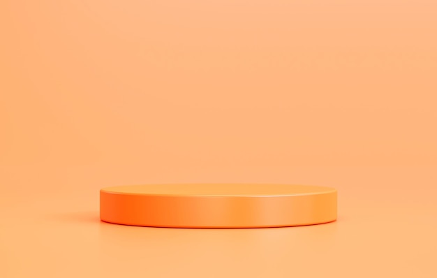 製品ディスプレイ スタンド空スペース ステージ スタジオ背景 3 d レンダリング用のオレンジ色の表彰台台座表彰台