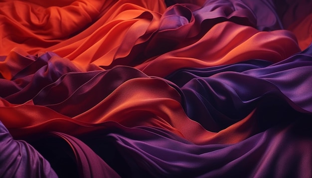 Оранжевая и фиолетовая ткань в темной комнате