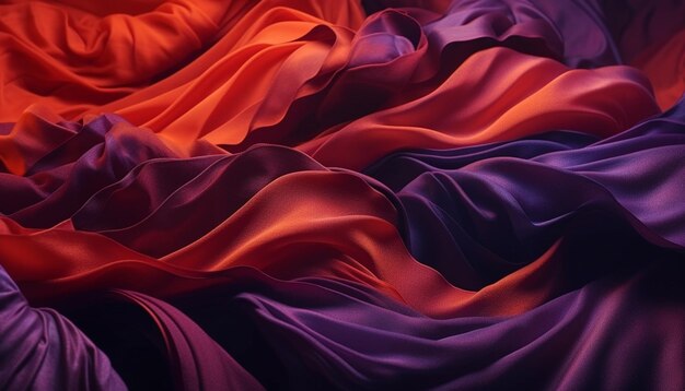 Orange and purple fabric in a dark room