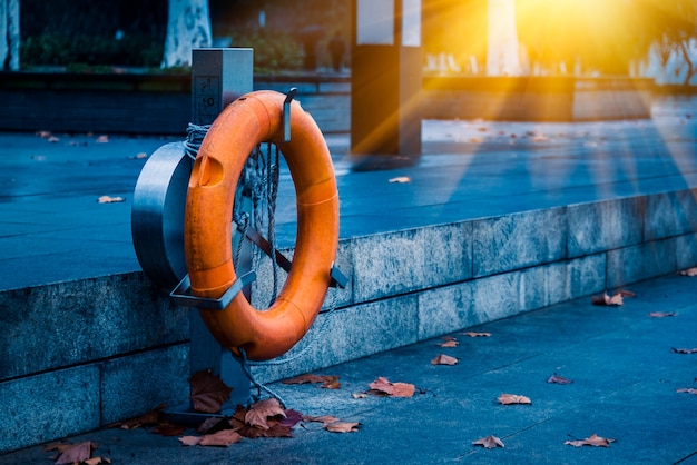 Free photo orange rescue life buoy