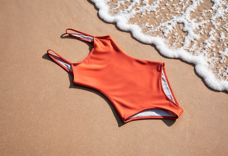 Free Photo orange swimsuit on sandy beach