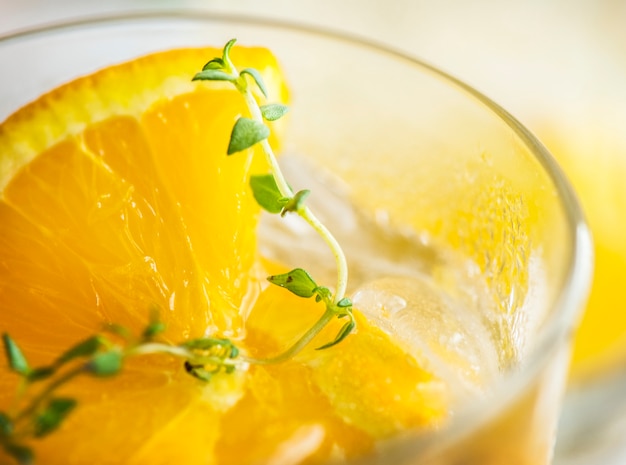 Free photo orange and thyme infused water recipe