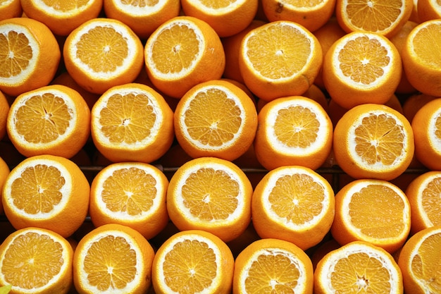 Oranges cut in half