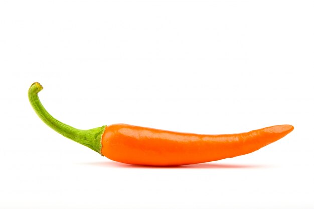 Orangr hot chili pepper isolated on a white background