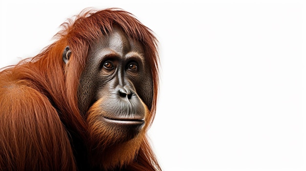 Free photo an orangutan on a white background