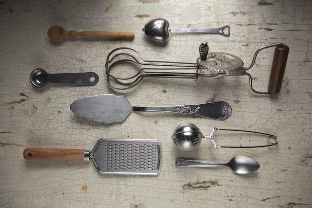 Free photo ordered composition of baking tools flat lay