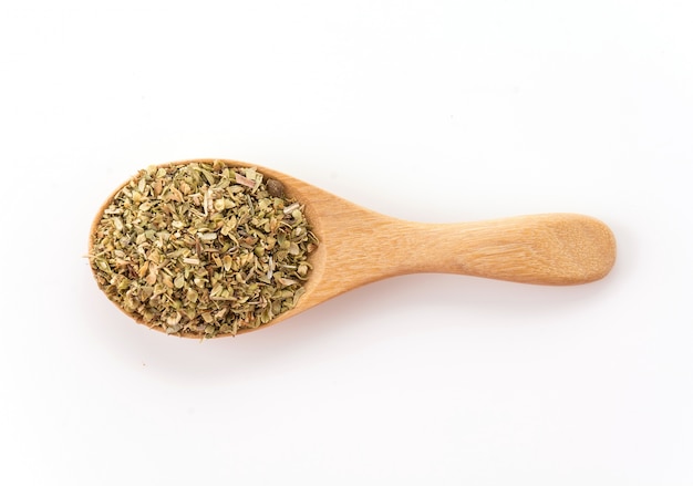 oregano on wood spoon