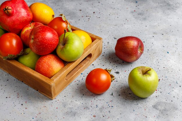 Organic autumn fruits.