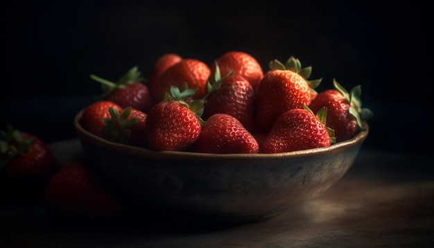 Organic berry bowl ripe and juicy refreshment generated by AI