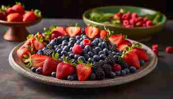 Free photo organic berry salad a refreshing summer snack generative ai