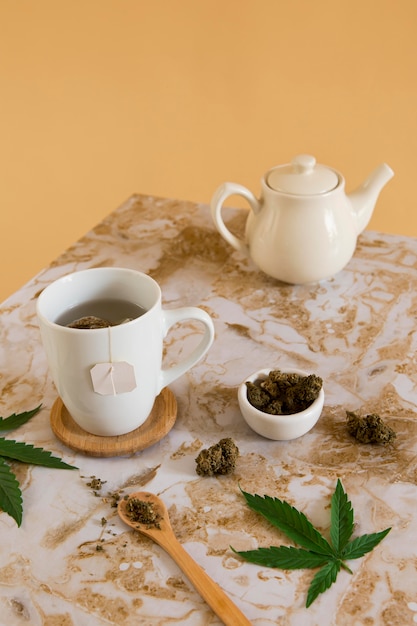 Free photo organic cbd tea arrangement