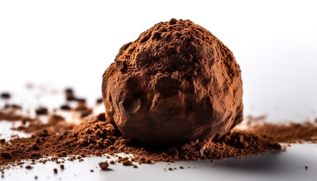 Organic chocolate truffle gourmet indulgence on white background generated by AI