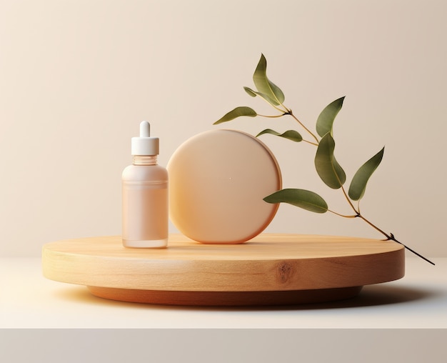 Organic cosmetic product with dreamy aesthetic and fresh background