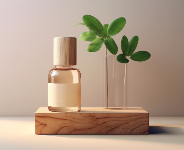 organic cosmetic product with dreamy aesthetic and fresh background