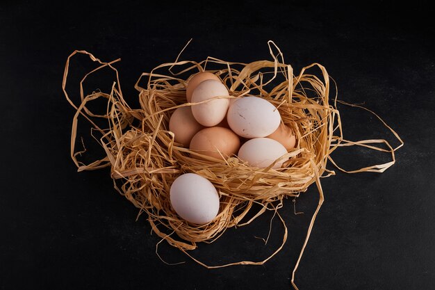 Organic eggs inside the nest. 