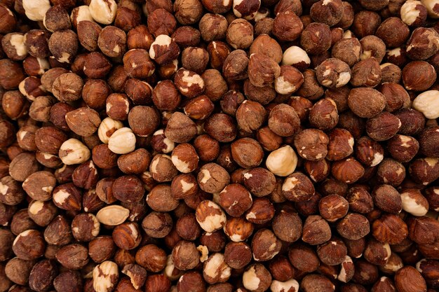 Organic hazelnuts background