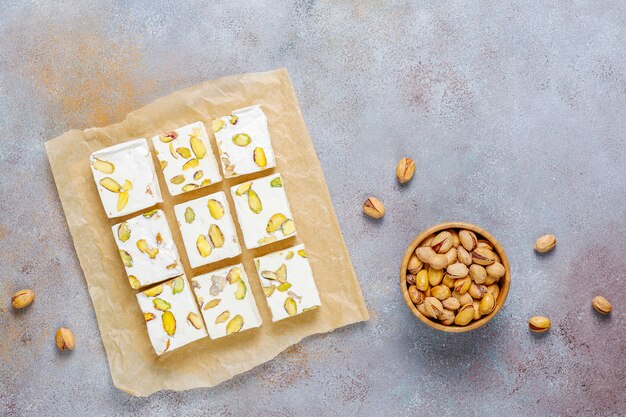 Organic homemade nougat made with honey