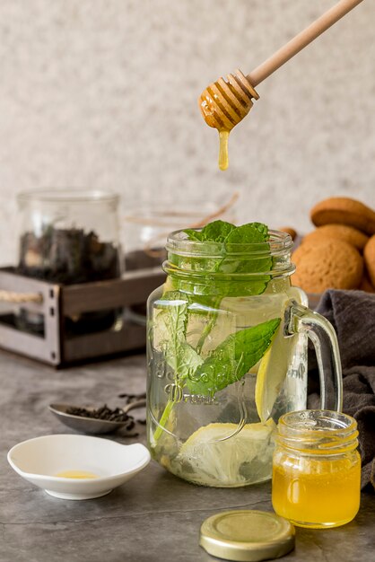 Organic ice tea with honey