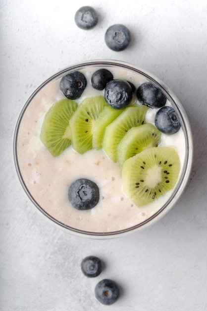 Organic milk with kiwi and blueberry