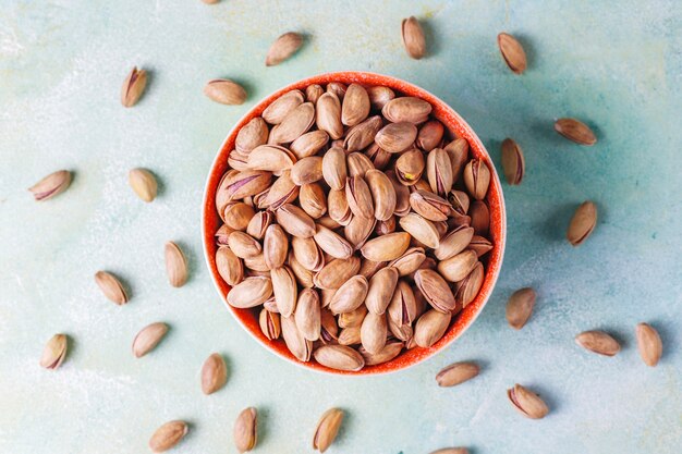 Organic pistachios in a bowl.