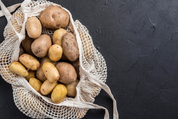 Organic potatoes in bag