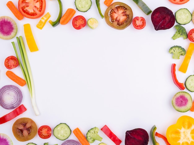 Organic vegetables with copy space on the table