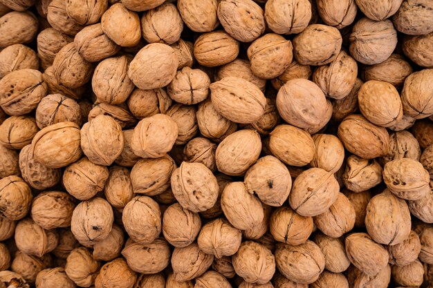 Organic walnuts background