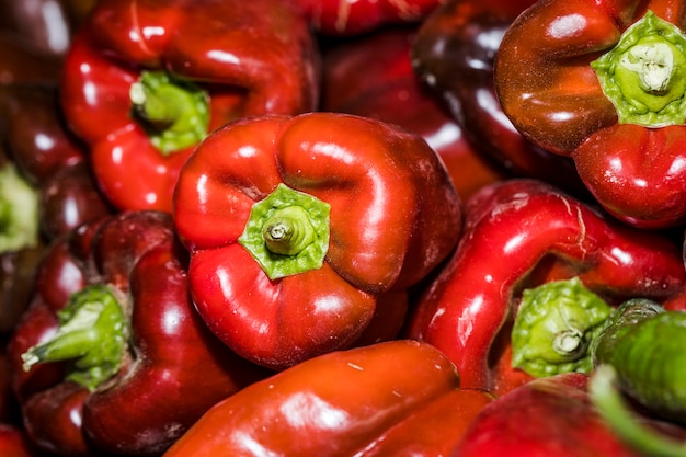 Organig red peppers for sales on market