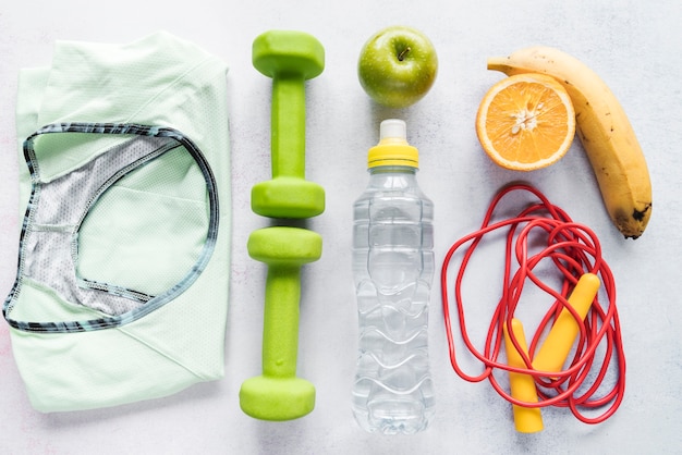 Free photo organized layout with healthy lifestyle items
