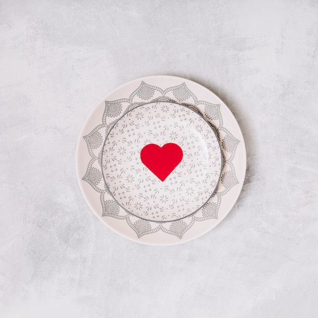 Ornament heart on beautiful plate