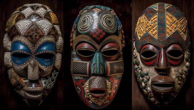 Ornate African mask showcases ancient tribal culture generated by AI