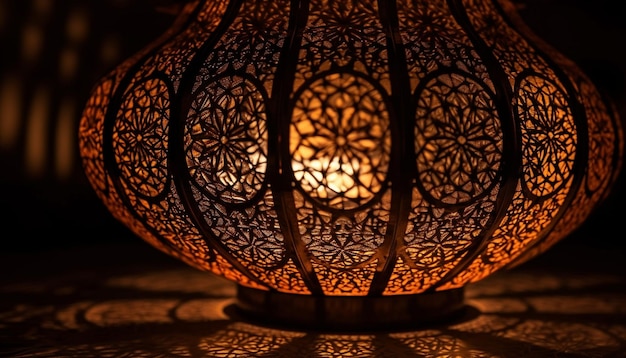 Foto gratuita lanterna antica ornata illumina la celebrazione del ramadan all'aperto generata dall'intelligenza artificiale