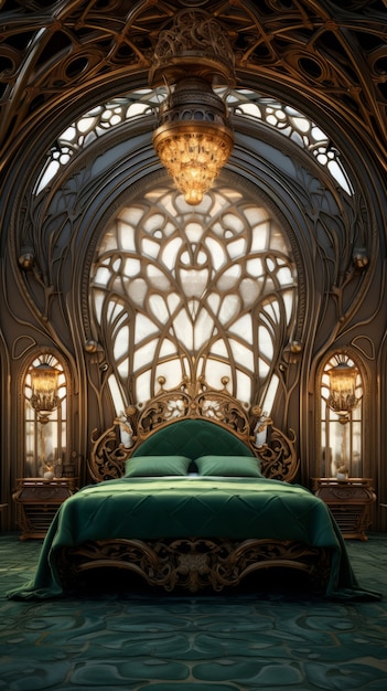 Letto ornato in stile art nouveau