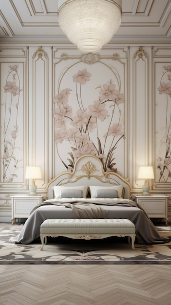 Foto gratuita letto ornato in stile art nouveau