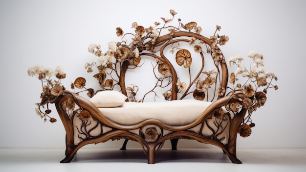 Free photo ornate bed in art nouveau style