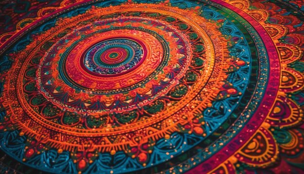 Богато украшенный цветочный узор в многоцветном дизайне мандалы, созданный искусственным интеллектом