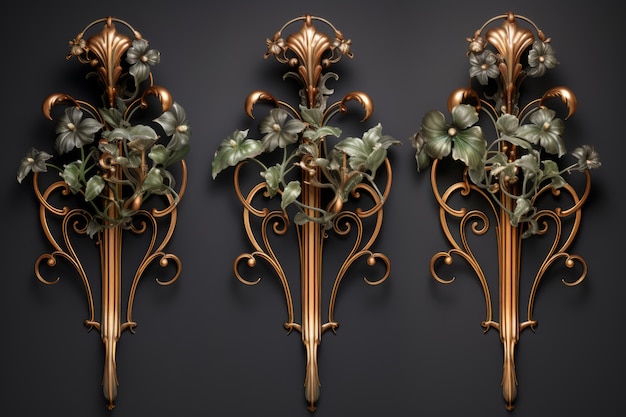 Free photo ornate furniture handles in art nouveau style