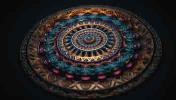 Free photo ornate mandala shines in multi ed symmetry generated by ai