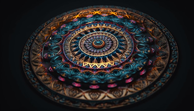 Ornate mandala shines in multi ed symmetry generated by AI