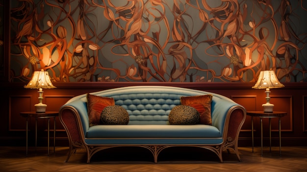 Ornate sofa in art nouveau style