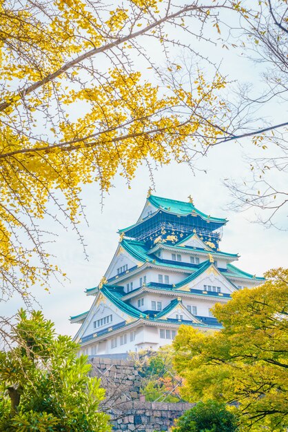 Osaka castle in Osaka Japan