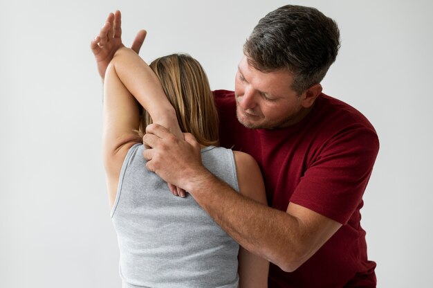 Osteopathy patient getting treatment massage