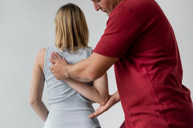 osteopathy patient getting treatment massage